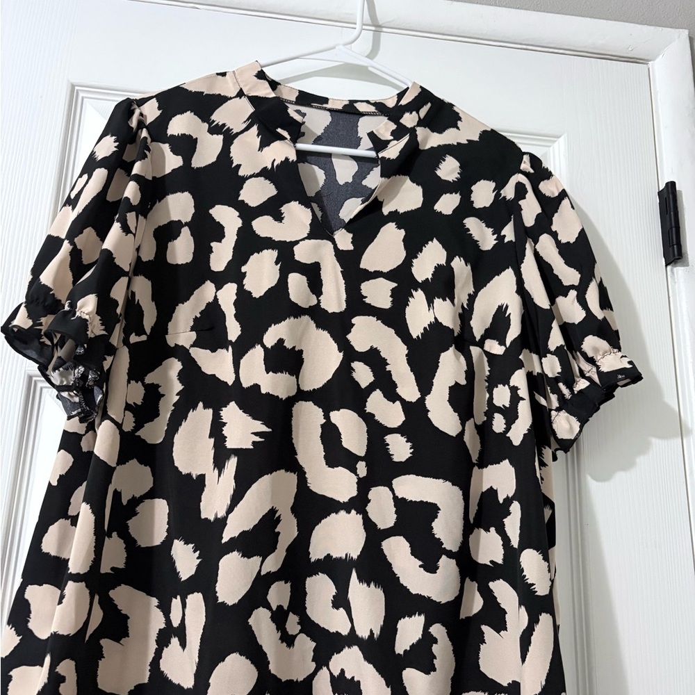 Black and Cream Animal Print Blouse